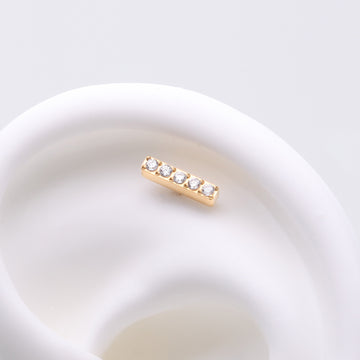 Detail View 1 of Implant Grade Titanium OneFit Threadless Golden Sparkle Lined Rectangle Top Part-Clear Gem